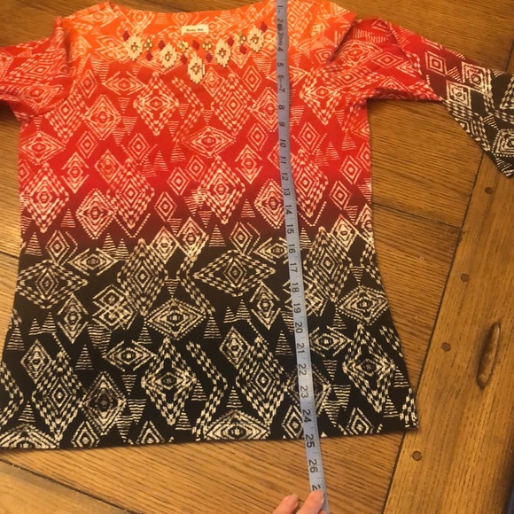 Ruby Rd. Favorites pullover beaded Aztec size small blouse 3/4 length sleeve - Picture 11 of 12